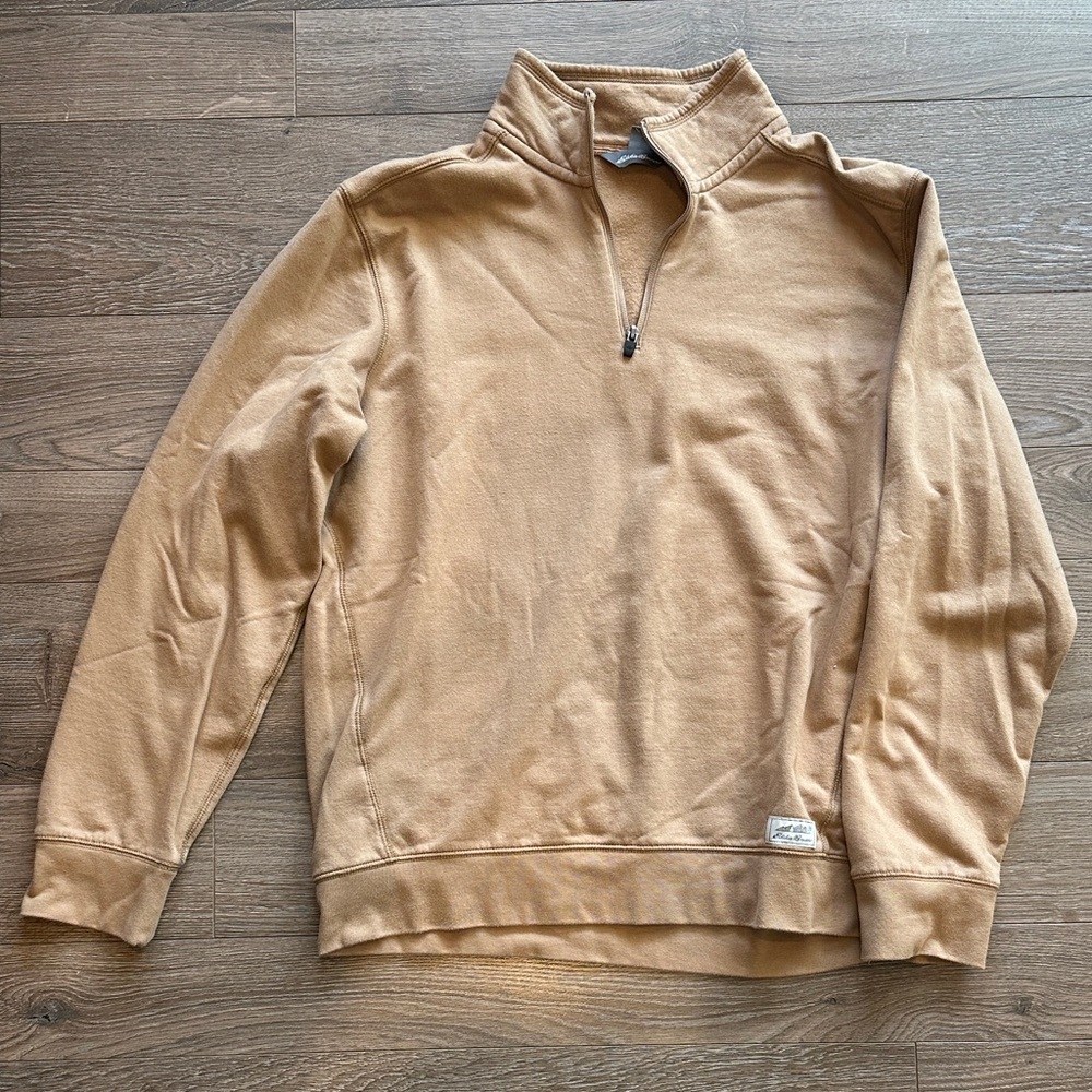 Eddie Bauer Men's Camel Zip-Up Sweater